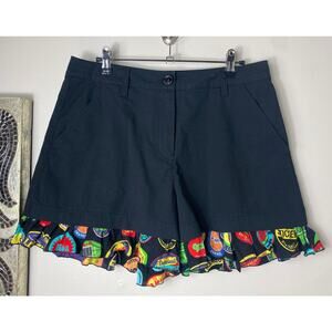LOVE MOSCHINO SHORTS 8 BLACK FRUIT STICKER RUFFLE MULTI PREPPY UNIQUE FUN CUTE